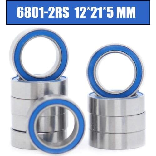 6801RS Bearing ABEC-3 (10PCS) 12*21*5 mm Thin Section 6801-2RS Ball Bearings 61801 RS 6801 2RS With Blue Sealed L-2112DD