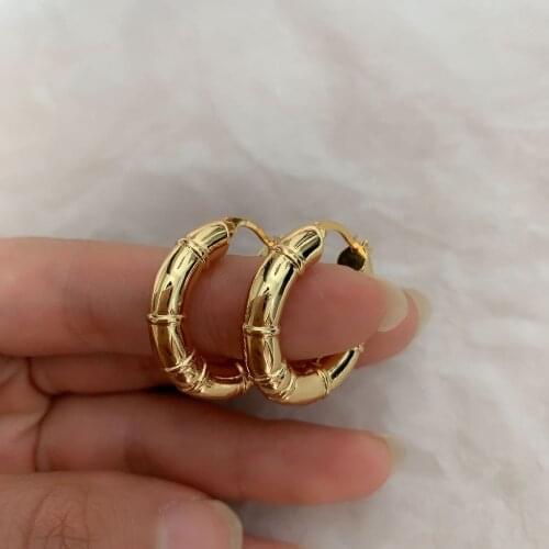 BGeo Bamboo Round Statement Drop Brass Earrings Women Jewelry Punk Party Gown Brincos runway rare Boucle d'oreille Korean Trendy