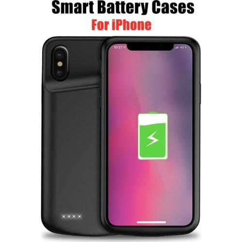 Power Bank Case For iPhone XS Max Battery Cover 6000mAh Silicone Shockproof Powerbank Case for iPhone XR Battery Charging Cases