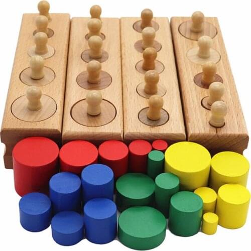 Montessori Sensory Toys Educational Toys Colorful Cylinder Set Beech Wood Multicolor Blocks Math Teaching Toys E2464H