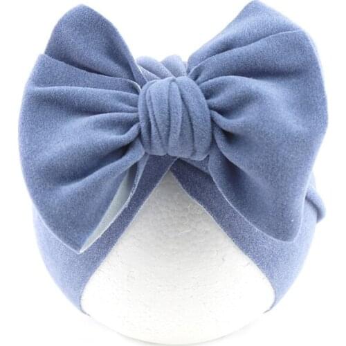 Baby Big Bowknot India Hat Headwrap Solid Color Beanie Cap Cute Bow Cotton Elastic Turban Headband for Newborn Infant
