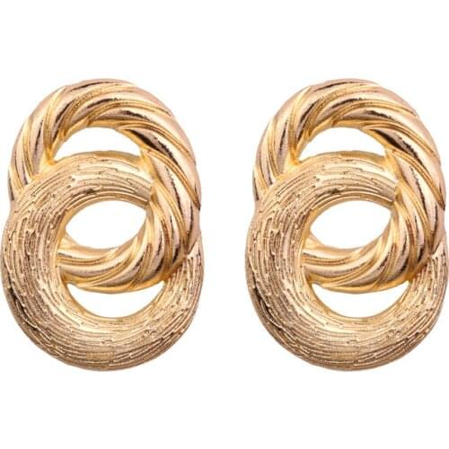 European & American Statement ZA Metal Double Big Round Circle Drop Earrings for Women Party Jewelry Simple Punk Brincos