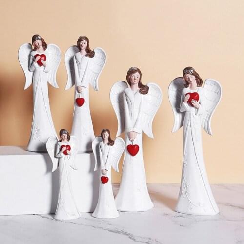 Holding Red Love White Angel Ornaments Resin Crafts Figure Living Room Home Nordic Style Ornaments
