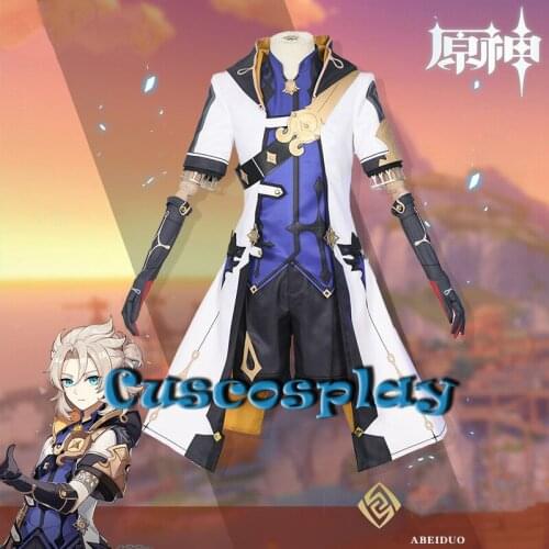 Game! Genshin Impact Alchemist Albedo Cosplay Costume Men Uniform Outfit Full Set Halloween Carnival Costumes Fancy Party Suits