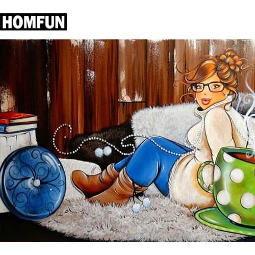 HOMFUN Full Square/Round Drill 5D DIY Diamond Painting "Fat woman" Embroidery Cross Stitch 3D Home Decor Gift A06072