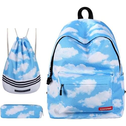 3pcs Sets Girls School Bags Women Printing Backpack Schoolbag For Teenager Girls 14 Inch Laptop Shoulder Drawstring Bag Mochila