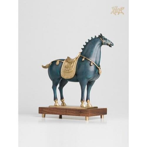 “Royal Tang Dynasty Horse” Copper Handicrafts Chinese Art CraftS Decoration Home Office Room Furnishing Animal Ornament Size S