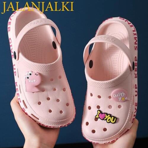 JALANJALKI Summer Women Sandals Outdoor Non Slip Cool Men Slippers Unisex Lovely Back Strap Male Clogs EVA Femal Garden Shoes