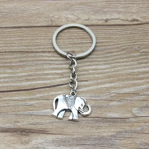 Fashion 30mm Elephant Key Ring Metal Key Chain Keychain Jewelry Antique Silver Plated Big elephant Pendant