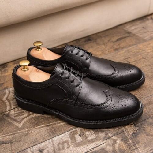 Plus size -47 shoes mens original new mens Brock Pu shoes carved British youth thick soled business mens shoes zapatos hombre