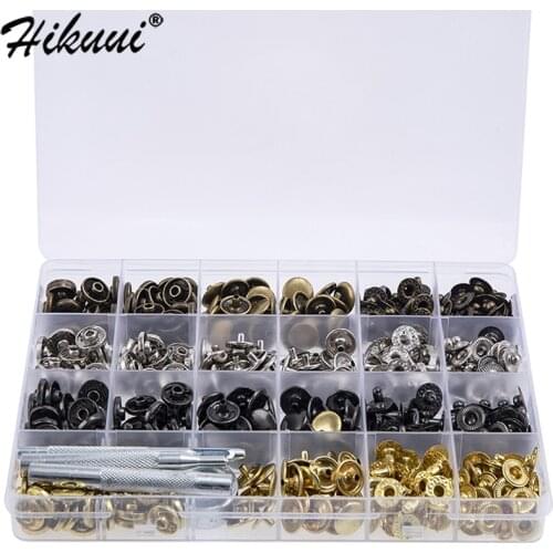 Leather Snap Fasteners Tools Kit Metal Button Snaps Press Studs and Installation Tools Set 4 Color Leather Snaps for Clothes