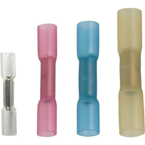 100 Pcs Heat Shrinkable Terminal Set, Insulated Middle Connection Terminal Heat Shrinkable Tube, BHT Terminal Block