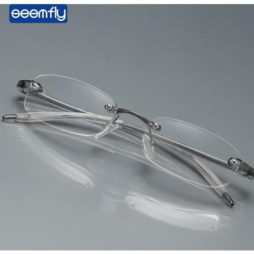 Seemfly Chic Ultra Light Myopic Glasses TR90 Frameless Glasses Myopia -1.0 -1.50 -2.0 -2.5 -3.0 -3.50-4.0 Diopter Myopic Glasses