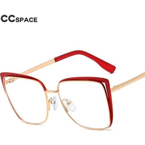48324 Square Cat Eye Anti Blue Light Metal Optical Glasses Frames Women Vintage Fashion Computer Eyeglasses