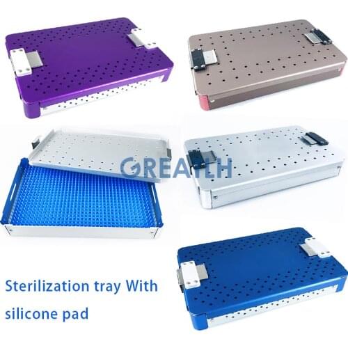 Sterilizer Tray with Silicone Mat Box Disinfection Tray Instruments Hold Sterilising