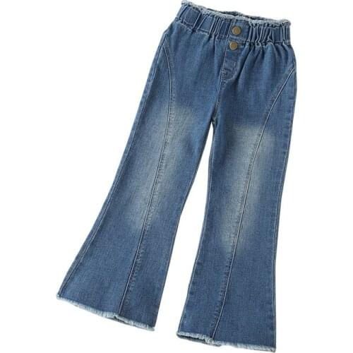 Girls' flared trousers, new styles in autumn, big childrens girls' jeans, childrens fashion, stretchy girls' pants