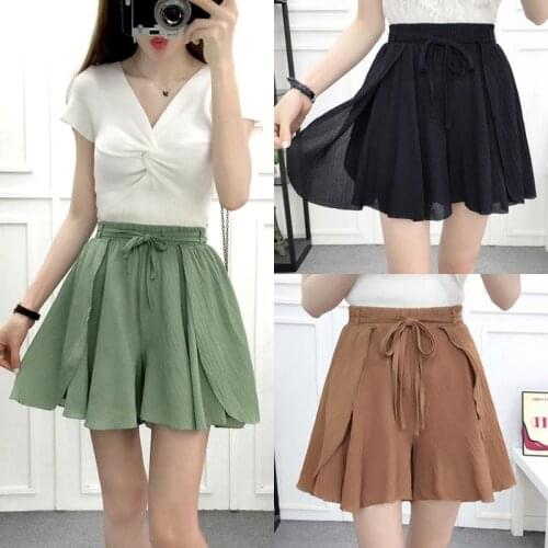 Chiffon skirt pleated skirt female summer Korean version loose slim student high waist lotus leaf wide leg pants shorts skirt