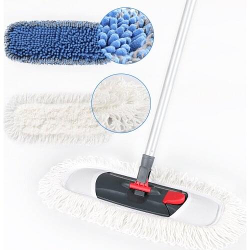 Cleanhome Microfiber Mop with Adjustable Stainless Steel Handle Chenille and Polyester Pad for Kitchen Bedroom Cleaning