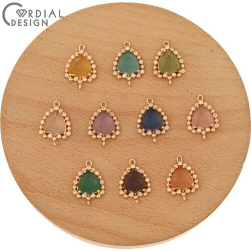 Cordial Design 50Pcs 13*18MM DIY Connector/Jewelry Accessories/Hand Made/CZ Charms/Bracelet Making/Jewelry Findings & Components