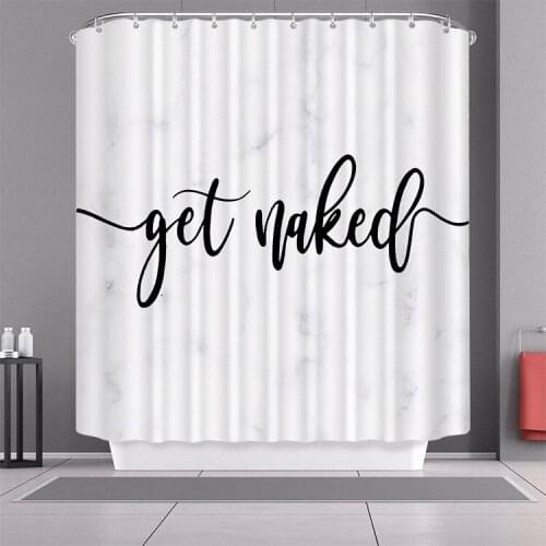 Modern Simple Marble Background Letter-printed Shower Curtain for Home Decor Polyester Waterproof Shower Curtain