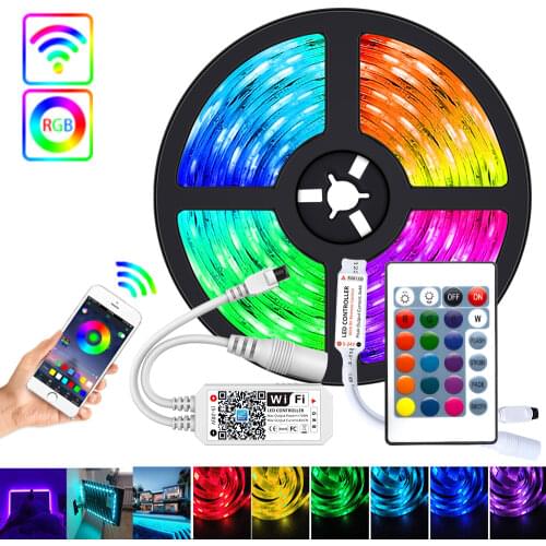 WIFI LED Strip Lights RGB 2835 5050 Flexible Ribbon 12V Controller Wall Lamp Led Lights with Remote for Home Decor Tv Backlight