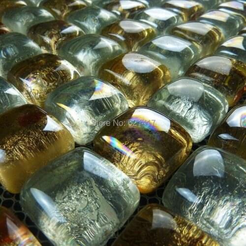 Yellow symphony sea pearl bead crystal glass mosaic tiles for bathroom home improvement kitchen backsplash HMGM1061