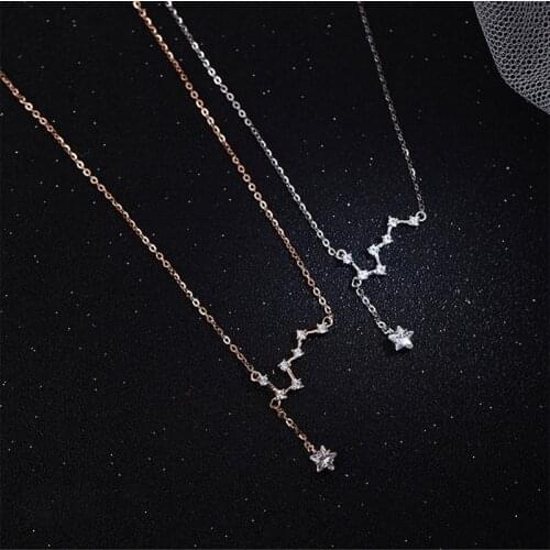 Fashion Womens S925 Silver Platinum Plated Big Dipper Meteor Pendant Temperament Necklaces XL361