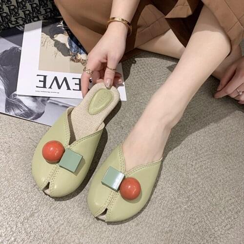 2021 New Fashion Flat Beach Slippers Summer New Slippers Shoes Women Ladies Muller Fish Mouth Comfortable Ladies Shoes