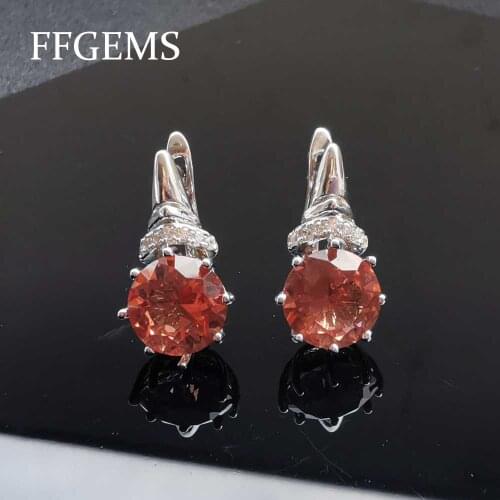 FFGems Big Stone Round 8mm Zultanite Earring 925 Silver Sterling Diaspore Stone Color Change Fine Jewelry For Women Party Gift