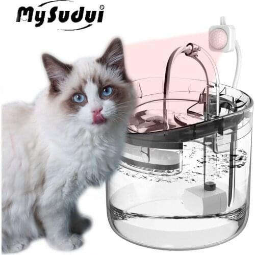 1.8L Automatic Pet Cat Fountain Water Dispenser Electrics Smart Filter Transparent Quiet Container Drinker For Cats Feeder Bowl