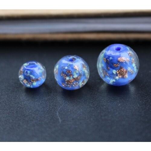 10PCS 8mm 10mm 12mm Luminous Lampwork Glass beads &Shinning powder Solid Cobalt blue Color Loose beads jewelry Bracelet Necklace