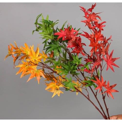 2pcs 90cm Artificial Maple Leaf Branch Fake Greenery Maple Plant Red Green Yellow Colors for Wedding Party Decoration