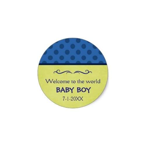 3.8cm Green and Blue Baby Boy Shower Stickers