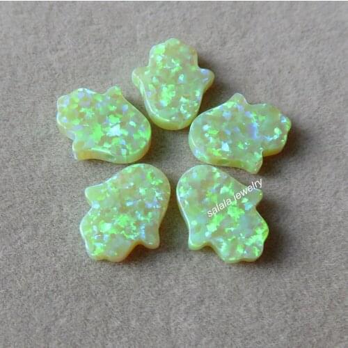 50pcs/lot 11x13mm OP12 lime green Hamsa Opal , Free Shipping Synthetic Fire Hand & Hamsa Opal , Fire Opal Hamsa Stone