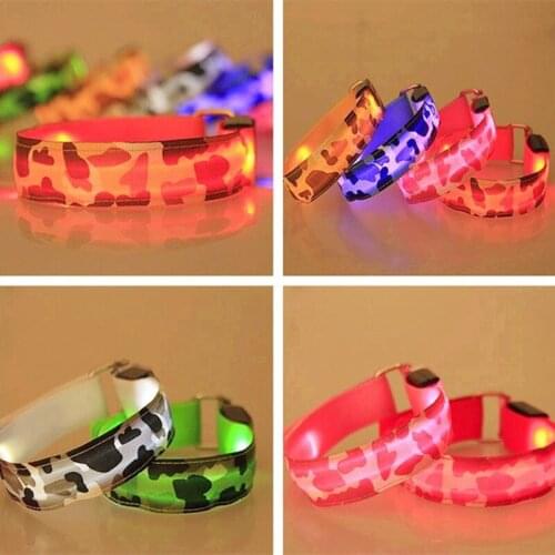 50PCS/LOT Outdoor Activities LED Bracelet Running Cycling Safety Bracelet Reflective Camouflage Pattern Light Flashing Armband