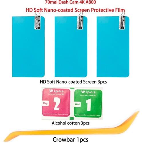 70Mai Dash Cam 4K A800 HD Soft Nano-coated Screen Protective for 70Mai Dash Cam Film Nano proof Film 3pcs