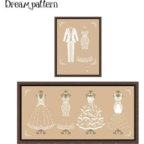 White dress cross stitch kits plants aida fabric 18ct 14ct 11ct flaxen linen cotton thread embroidery kits DIY craft set