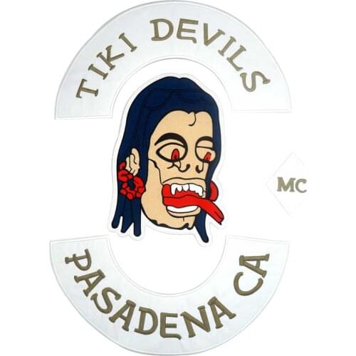 Large TIKI DEVILS PASADENA CA MC biker Patch iron on BACKING Embroidered for clothing jeans