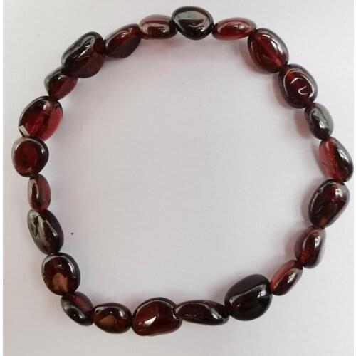 Natural 5-7MM Stone Garnet Bracelet Stretch 7.5 Inch Jewelry For Woman Gift G312