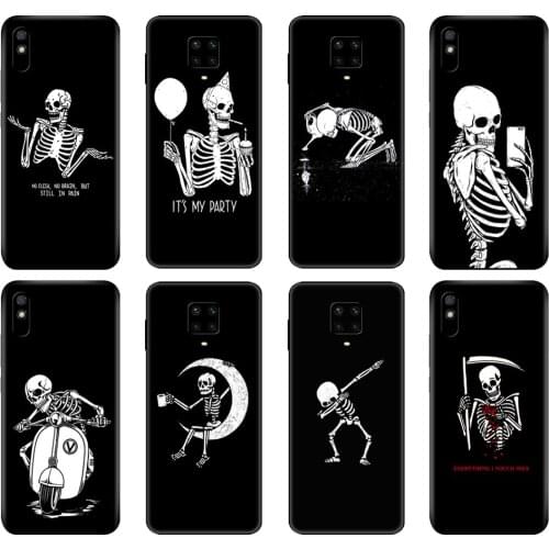 Black tpu Case For Xiaomi Redmi 7A 8 8A 9 9A 9C Case Redmi Note 8T 8 Pro T Note 9 9S 9 Pro Case Character Skull