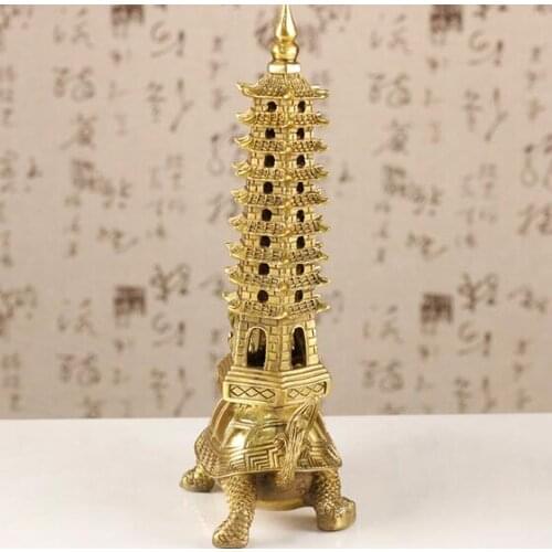 Pure copper dragon turtle Wenchang tower nine-layer turtle tower desk office home crafts ornaments