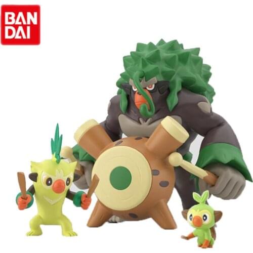 Bandai Original Pokemon Anime Figures Kids Toys Cartoon Figures Sword And Shield Rillaboom PVC Collection Model Dolls Boys Gifts