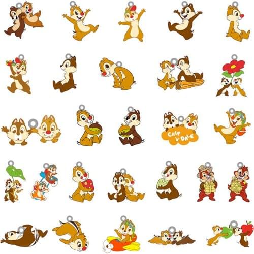 Disney Chipmunks Cute Chip'n'Dale Epoxy Resin Pendants Acrylic Jewelry Children Girls for DIY Making Accessories Jewelry MGO235