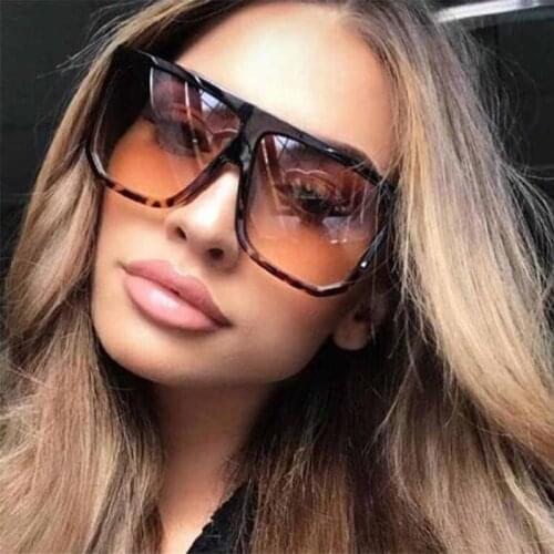 Square vintage woman sunglasses Oversized Flat Top Gradient shades for women Retro female sunglasses 2019 Big Frame Eyewear