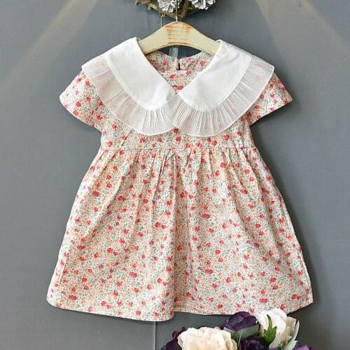 Flower Girl Dresses Summer 2021 Turn-down Collar Kids Boutique Clothing Casual Princess Party Costume