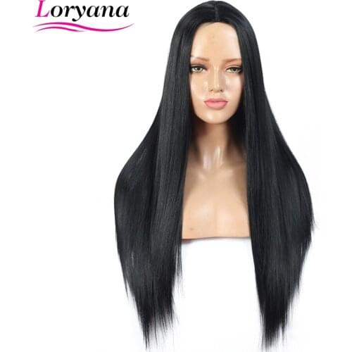 Loryana Hair Pure Black 1B Color Long Staright Hairstyle Wigs For Women Synthetic Hair High Temperature Fiber Average Size