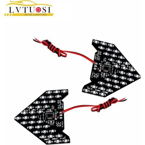LVTUSI 2pcs 33 SMD LED Arrow Panels Car Side Mirror Turn Signal Indicator Lights Sequential Yellow/Red/Blue/Green/White BC