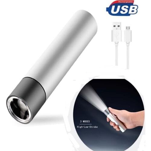 Mini USB LED Flashlight Torch Outdoor Camping Light Rechargeable Waterproof Power Bank Lamp 3 Mode Handy Flash Light