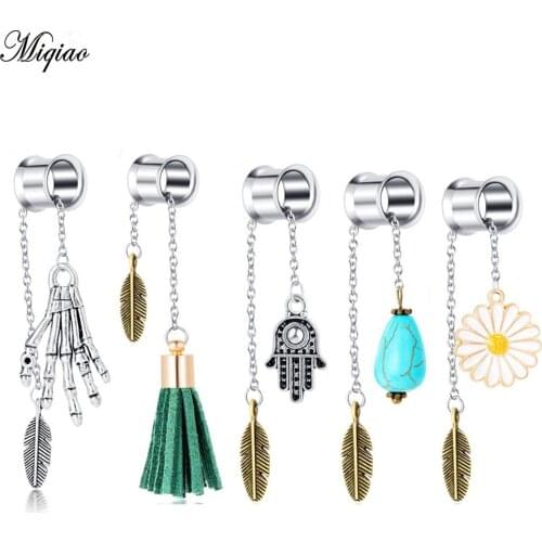 Miqiao 1 Piece Stainless Steel Hot Selling New Pendant Auricle Hand Ear Extension Body Piercing Jewelry Leaf Ear Extension