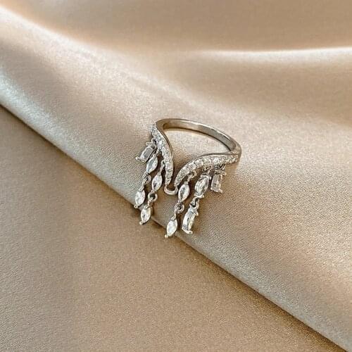 Fashion Personality Tassels Earring Luxury Micro Inlaid Zircon Adjustable Index Finger Rings Girls Women Jewelry Gifts 2021
